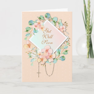 Carte Chapelet religieux en eucalyptus Vierge Marie Écri