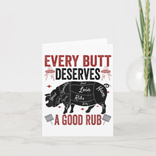 Carte Chaque Beurre Mérite Un Bon Rub Drôle Porc Fumer