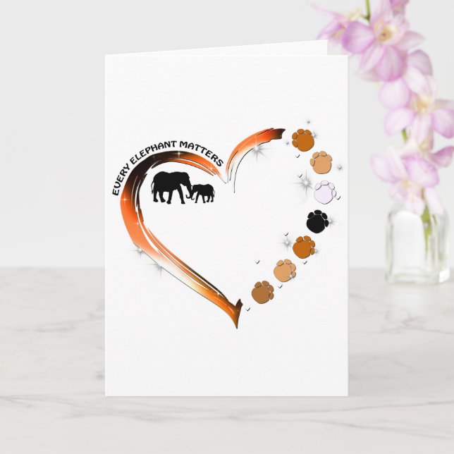Carte Chaque éléphant compte Golden Heart Elephant Paws (Orchidée)