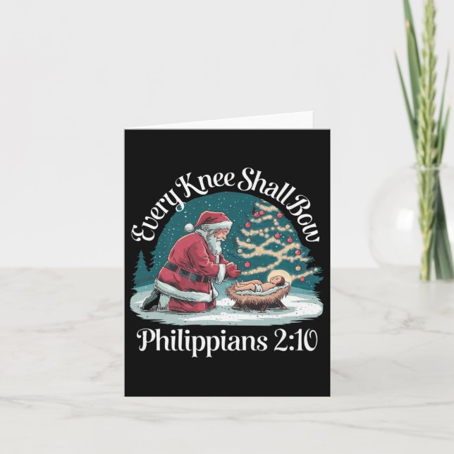 Carte Chaque Genou Bow Jésus Christian Père Noël Xmas Ch (Devant)