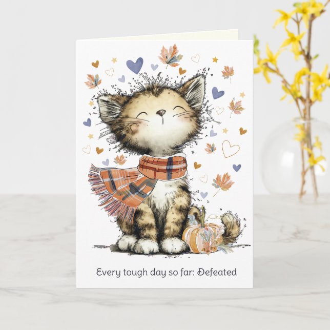 Carte Chaque Jour Difficile Vaincu, Encouragement Chat d (Fleur jaune)