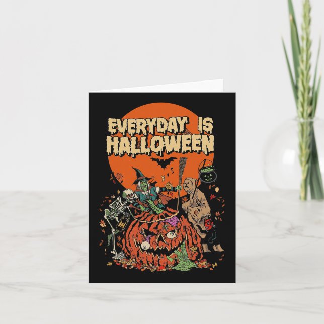Carte Chaque Jour Est Halloween Scary Monsters Skeleton  (Devant)