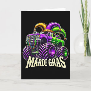 Carte Char Carnaval Mardi Gras Garçon Monster Truck Bouf