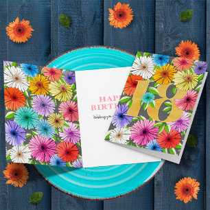 Carte Charcoal Grey Personnalisé 18e anniversaire Floral