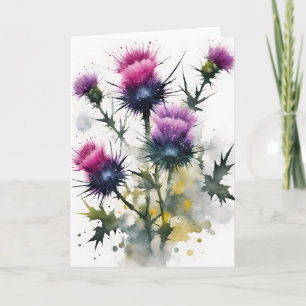Carte Chardon - Fleurs aquarelle