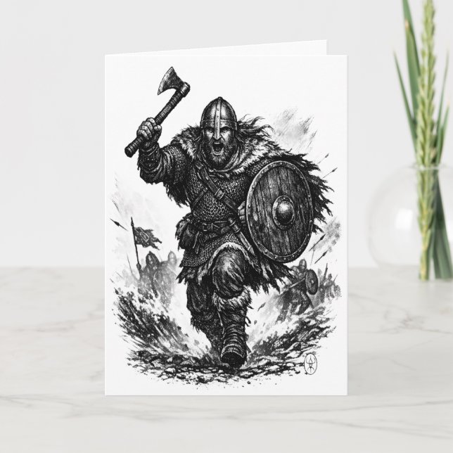 Carte Charge du guerrier Viking - Bataille d'encre (Devant)