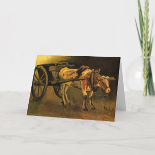 Carte Chariot avec bœuf rouge et blanc de Vincent van Go
