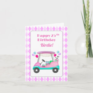 Carte Chariot de fête de golf élégant pour femmes 25e an