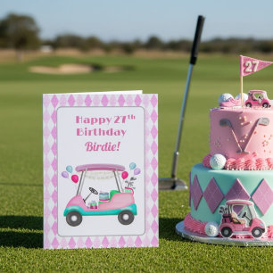 Carte Chariot de fête de golf élégant pour femmes 27e an