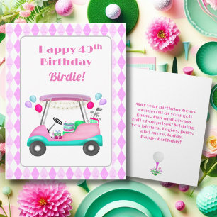 Carte Chariot de fête de golf élégant pour femmes 49e an