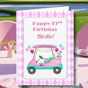 Carte Chariot de fête de golf élégant pour femmes 73e an