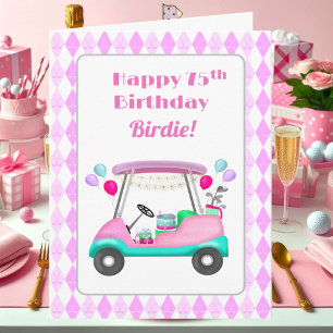 Carte Chariot de fête de golf élégant pour femmes 75e an