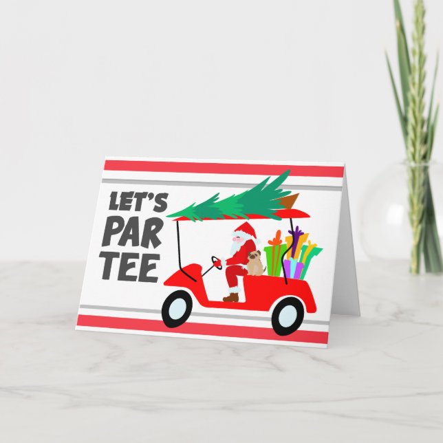 Carte Chariot de golf avec Santa Claus Let Par Tee Golfe (Devant)