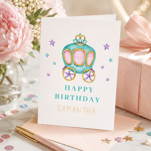 Carte Chariot de Princesse Pastel pour Anniversaire  (Créateur téléchargé)