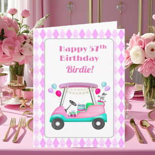 Carte Chariot élégant pour fête de golf féminin 57e anni