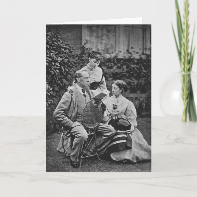 Carte Charles Dickens with two of his daughters (Devant)