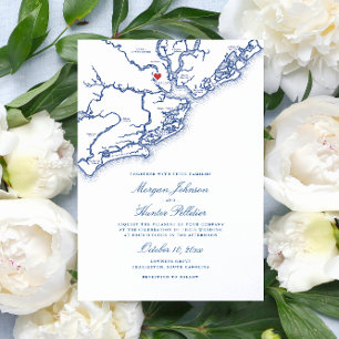 Carte Charleston SC Élégant Mariage bleu marine
