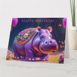 Carte Charmant hippotame pour son anniversaire
