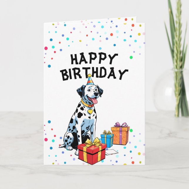Carte Charmante Dalmatie avec boîtes cadeaux Anniversair (Devant)