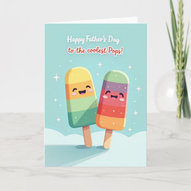 Carte charmante de Fête des Pères avec un popsicle (Devant)