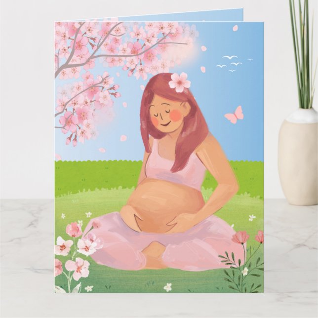 Carte charmante de maman enceinte pastel dans la n (Devant)
