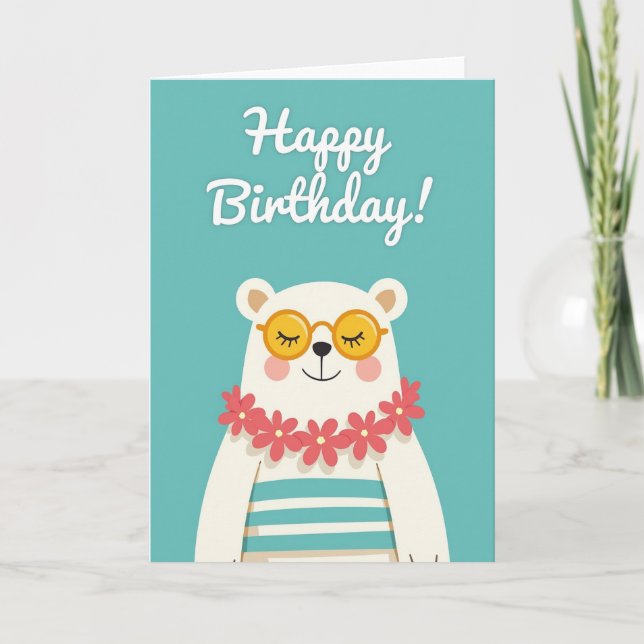 Carte Charmante d'Ours à Lunettes (Devant)