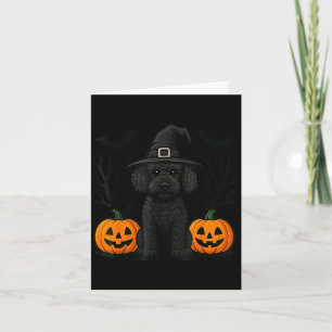 Carte Charmante sorcière chienne caniche noir Halloween