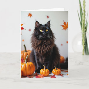 Carte Charme Automnal des Chats Noirs Mystiques