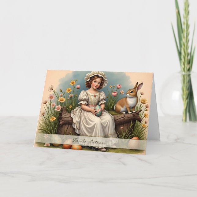 Carte Charme vintage de Pâques (Devant)