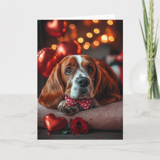 Carte Charming Basset Hound Saint-Valentin (Devant)
