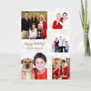 Carte Charming Holiday Famille Photo Collage Monogramme