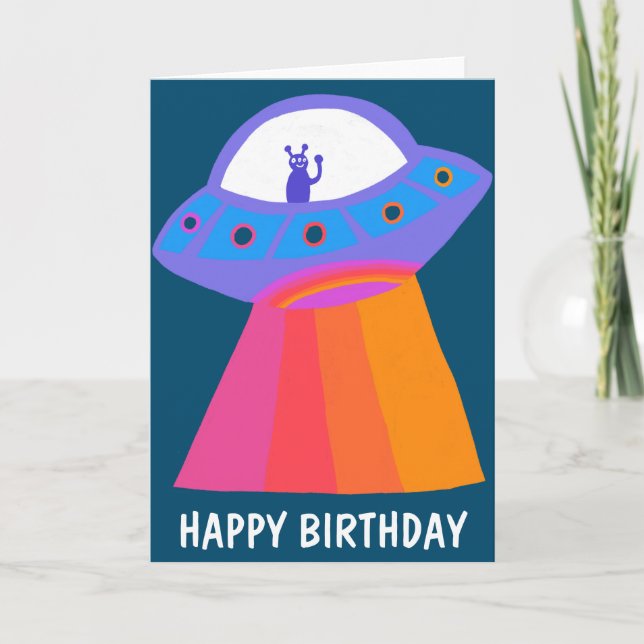 Carte Charming Martian HEUREUX ANNIVERSAIRE OVNI (Devant)