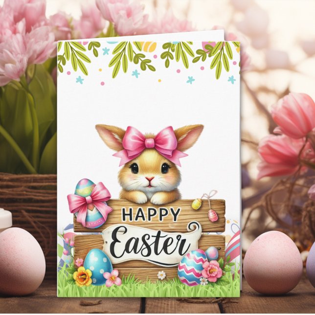 Carte Charming Rabbit-Themed Easter Card (Créateur téléchargé)