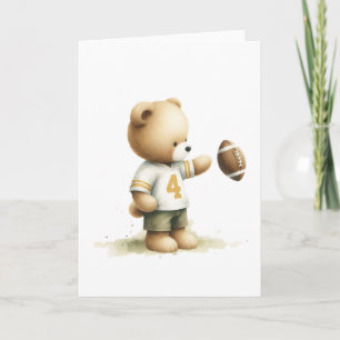 Carte Charming Teddy Bear Football Player Blank Grey