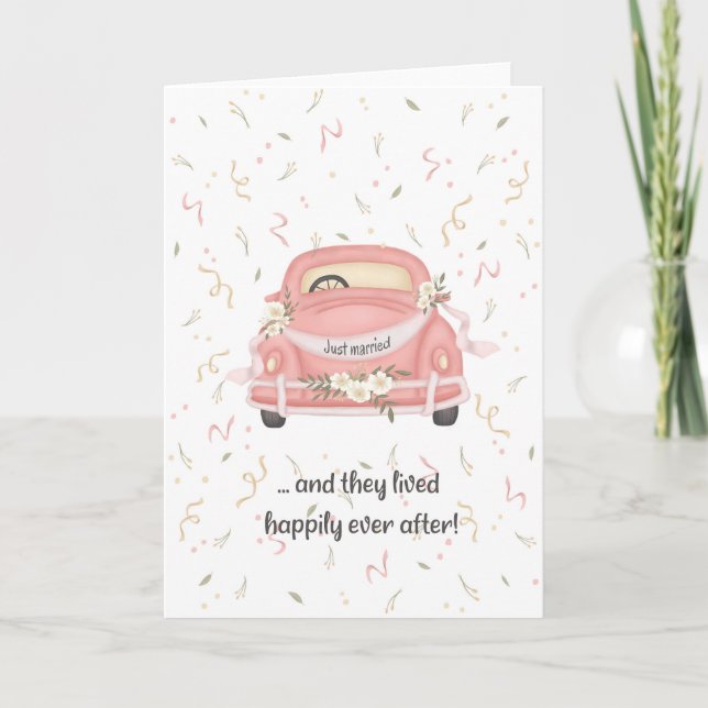 Carte Charming Vintage Car Félicitations Mariage Card (Devant)