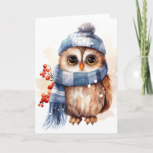 Carte Charming Winter Owl Whimsy