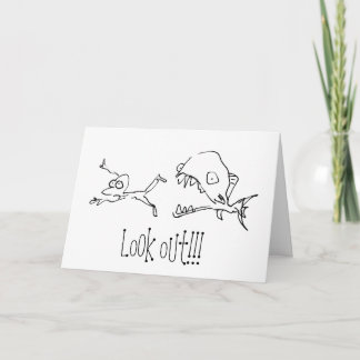 Carte Chased by Shark Cartoon Happy Birthday Card