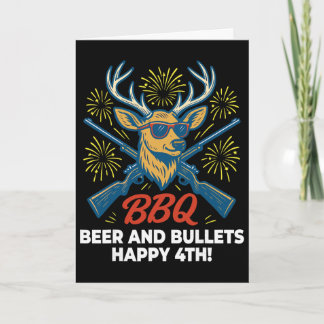 Carte Chasse 4 juillet BBQ Bière Balles Indépendance