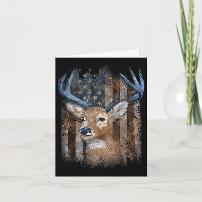 Carte Chasse au cerf de Buck Whitetail Drapeau américain (Devant)