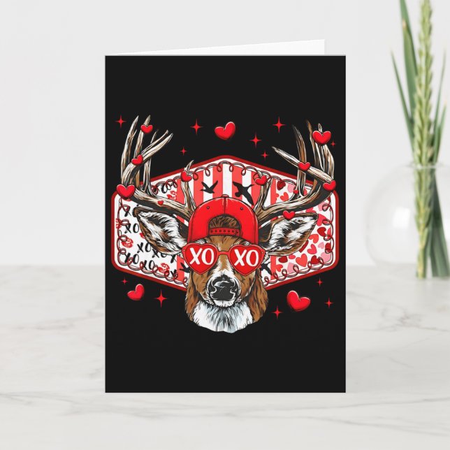 Carte Chasse au cerf Xoxo Saint-Valentin Buck Boys Casqu (Devant)