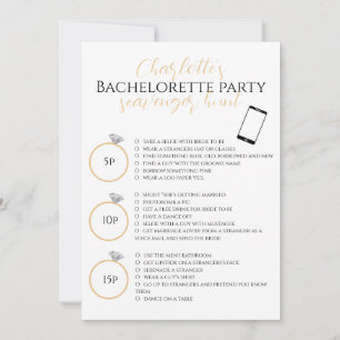Carte Chasse au trésor Bachelorette Party Gold Photo Jeu