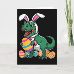 Carte Chasse aux œufs de Pâques T Rex Dinosaure Lapin Jo