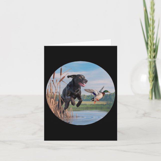 Carte Chasse Black Labrador Lab Chasse aux canards. Oise (Devant)