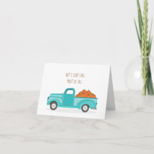 Carte Chasse d'automne Camion bleu Vintage