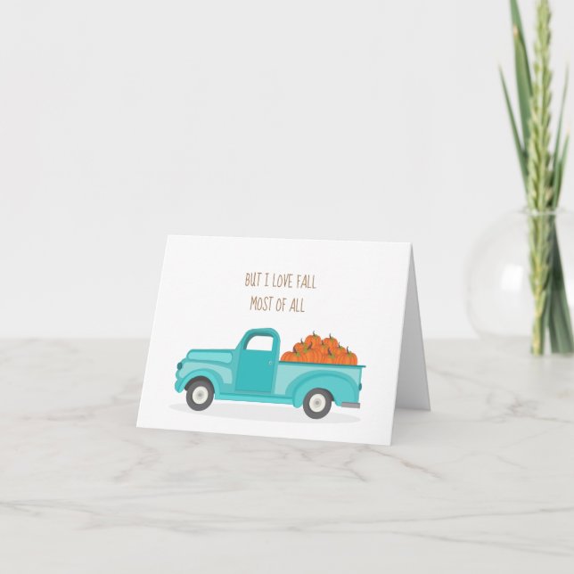 Carte Chasse d'automne Camion bleu Vintage (Devant)
