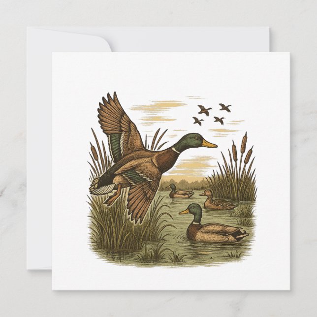 Carte Chasse-Rétro-Volant-Caner-Colvert,  (Devant)