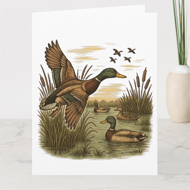 Carte Chasse-Rétro-Volant-Caner-Mallard,  (Devant)
