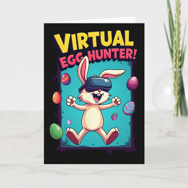 Carte Chasseur d'œufs virtuel - Funny Gamer Bunny Vr Pâq (Devant)