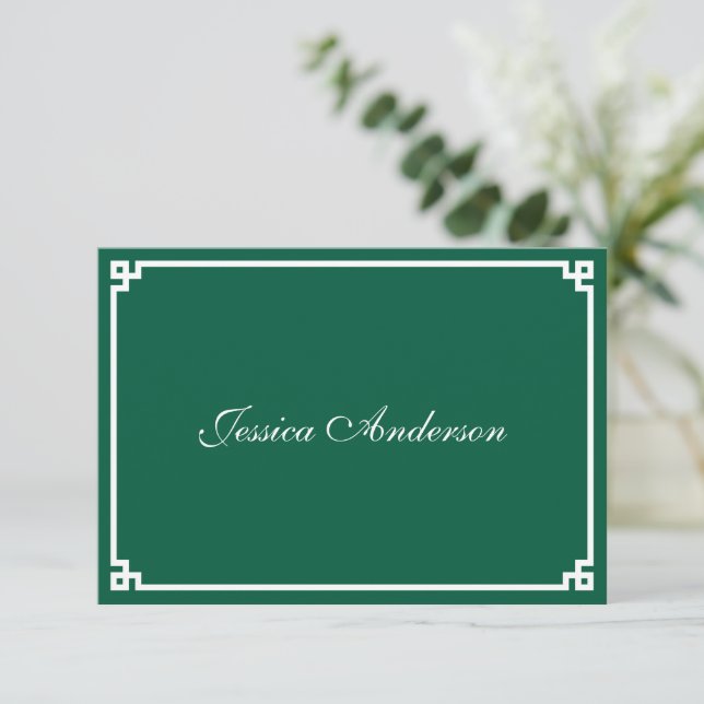 Carte Chasseur Green et White Greek Key Place (Debout devant)