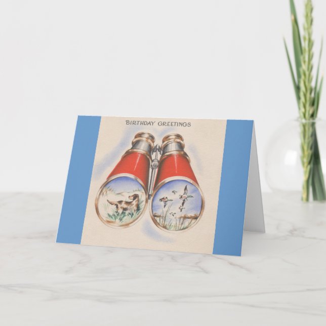 Carte Chasseur vintage voeux d'anniversaire (Devant)